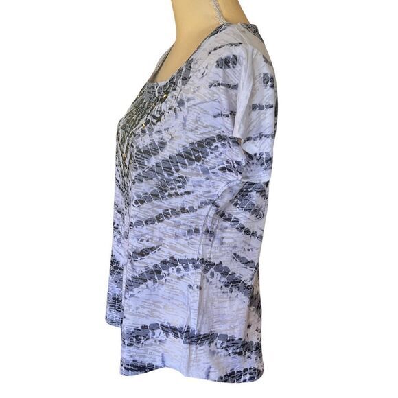 Cato Women's Tie-Dye T-Shirt with Studded Embellishment Gray White Medium - Picture 12 of 13
